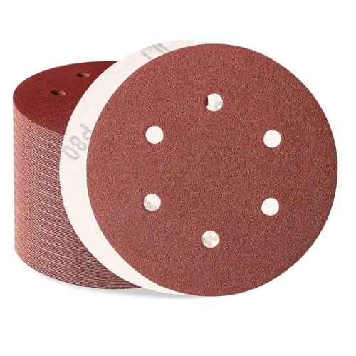 Sztaoip 80 Stück Schleifpapier 150mm Klett, Körnung 80 Profi Exzenterschleifer Schleifscheiben Set mit 6 Loch für Holz Metall und Lack von Sztaoip