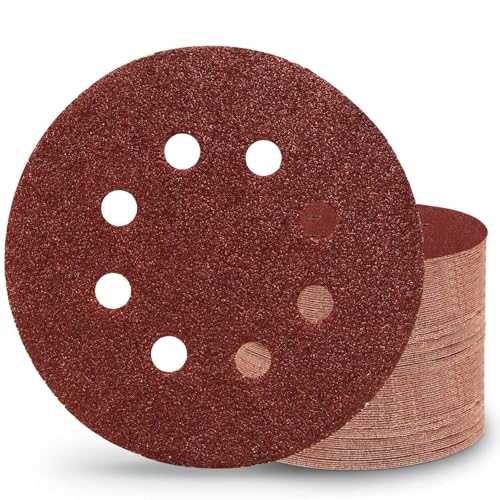 Sztaoip 80 Stück Schleifscheiben 125mm Klett, 40 Körnung 125 Schleifpapier 8 Loch Schleifblätter Runde Exzenterschleifpapier von Sztaoip