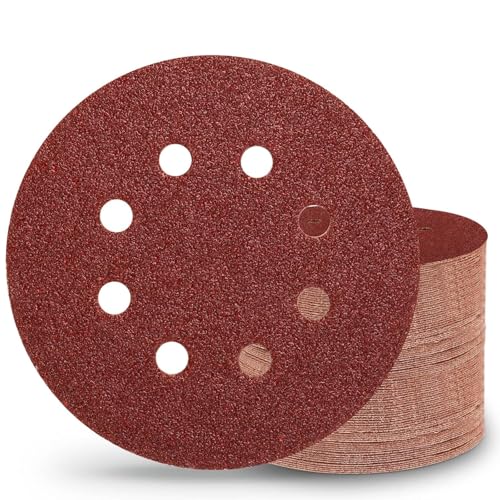 Sztaoip 80 Stück Schleifscheiben 125mm Klett, 60 Körnung 125 Schleifpapier 8 Loch Schleifblätter Runde Exzenterschleifpapier von Sztaoip