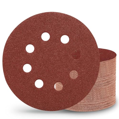 Sztaoip 80 Stück Schleifscheiben 125mm Klett, 80 Körnung 125 Schleifpapier 8 Loch Schleifblätter Runde Exzenterschleifpapier von Sztaoip