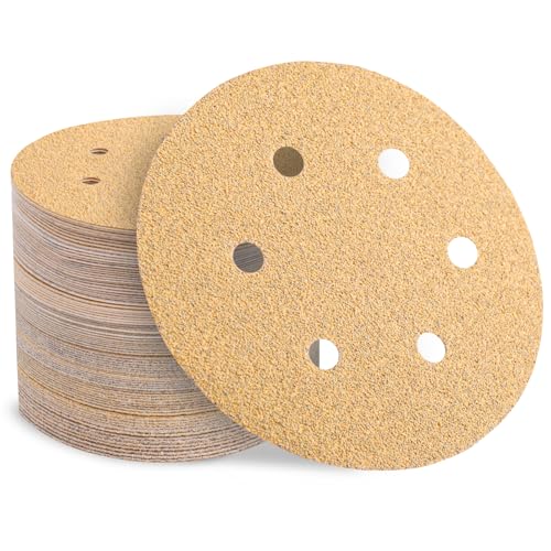 Sztaoip Schleifpapier 150mm Klett – 90 Stück 150mm Schleifscheiben Set 6 Loch, Körnung 60 100 150 240 320 400 für Exzenterschleifer Holz Metall Farbe von Sztaoip