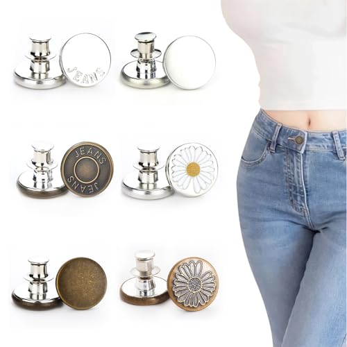 12 Stück Jeansknöpfe ohne Nähen 17mm - Metall Button Pins zum Hosen Enger Machen und Verkleinern, Verstellbare DIY Knöpfe für Jeansreparatur (Hosenbund Clip) von Sztqqing