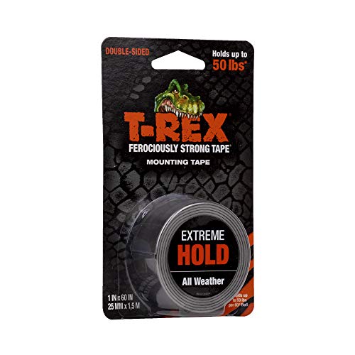 T-Rex Extreme Hold Doppelseitiges Montage-Klebeband, hält bis zu 22,7 kg, 25 mm x 1,5 m, Schwarz von T-Rex