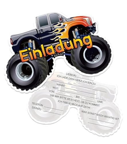 T TAKONE 12 Monstertruck Einladungskarten für Kindergeburtstag, Geburtstag Einladungskarten mit coolem Monstertruck-Motiv, für Jungen und Mädchen Auto-Party Kindergeburtstag Einladungskarten T TAKONE 12 Monstertruck Einladungskarten für Kindergeburtstag, Geburtstag Einladungskarten mit coolem Monstertruck-Motiv, für Jungen und Mädchen Auto-Party Kindergeburtstag Einladungskarten von T TAKONE