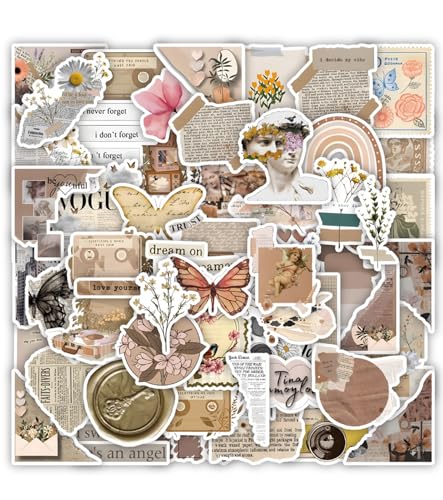 T TAKONE Aesthetic Vintage Bookish Sticker Set 60 Stück, Wasserfeste Ästhetische Sticker für Kindle und Laptop, Buchaufkleber, Ideal für Buchliebhaber, Teenager und Scrapbook-Sticker T TAKONE Aesthetic Vintage Bookish Sticker Set 60 Stück, Wasserfeste Ästhetische Sticker für Kindle und Laptop, Buchaufkleber, Ideal für Buchliebhaber, Teenager und Scrapbook-Sticker von T TAKONE