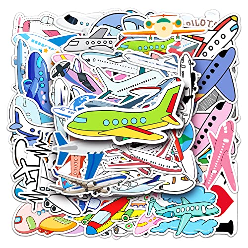 T TAKONE Flugzeug Aufkleber, 50 Stücke Vinyl Hubschrauber Kinder Sticker, Wasserdichte und Wiederverwendbare Jungen-Fahrzeugaufkleber für Koffer, Wasserflasche, Laptop, Skateboard von T TAKONE