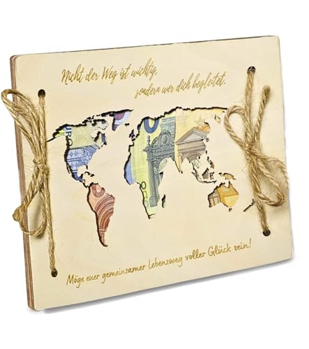 T TAKONE Personalisierte Geldgeschenk Verpackung mit Weltkarte - Hochzeitsgeschenke für Brautpaar, Holz Grußkarte Inklusive T TAKONE Personalisierte Geldgeschenk Verpackung mit Weltkarte - Hochzeitsgeschenke für Brautpaar, Holz Grußkarte Inklusive von T TAKONE