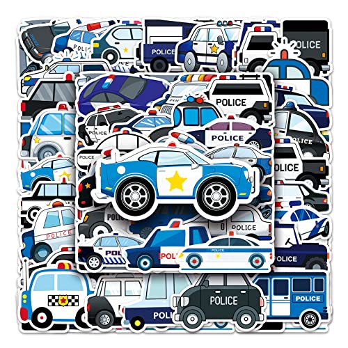 T TAKONE Aufkleber für Polizeiautos, 50 Stücke Vinyl Feuerwehr Auto Kinder Sticker, Wasserdichte und Wiederverwendbare Jungen-fahrzeugaufkleber für Koffer, Wasserflasche, Laptop, Skateboard T TAKONE Aufkleber für Polizeiautos, 50 Stücke Vinyl Feuerwehr Auto Kinder Sticker, Wasserdichte und Wiederverwendbare Jungen-fahrzeugaufkleber für Koffer, Wasserflasche, Laptop, Skateboard von T TAKONE
