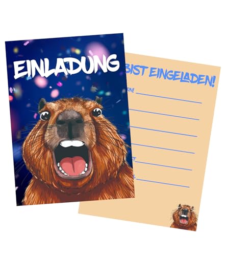 TAKONE Capybara Einladungskarten – 12 Lustige Karten im Format 15,7 x 11,3 cm – Hochwertige Einladung Für Capybara Geburtstag Junge & Mädchen TAKONE Capybara Einladungskarten – 12 Lustige Karten im Format 15,7 x 11,3 cm – Hochwertige Einladung Für Capybara Geburtstag Junge & Mädchen von T TAKONE
