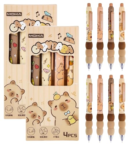 TAKONE Capybara Stift Set – 8 Radierbare Kugelschreiber mit Radierer & 0,5 mm Einziehbarer Mine – Lustiges Geschenk für Kinder, Schule & Capybara Fans von T TAKONE