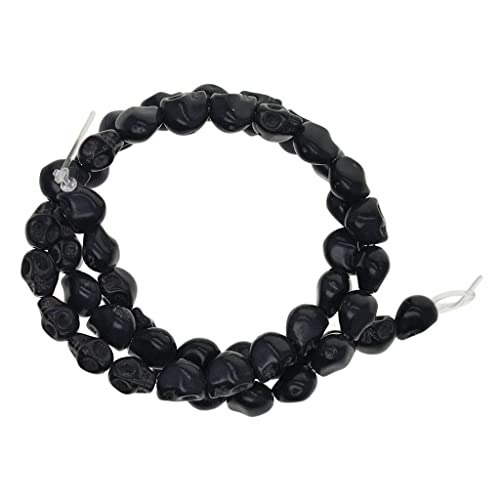 T TOOYFUL 52er Pack Schwarze Totenkopf Perlen für Armbänder, DIY Schmuckherstellung, 8 X 6 Mm von T TOOYFUL