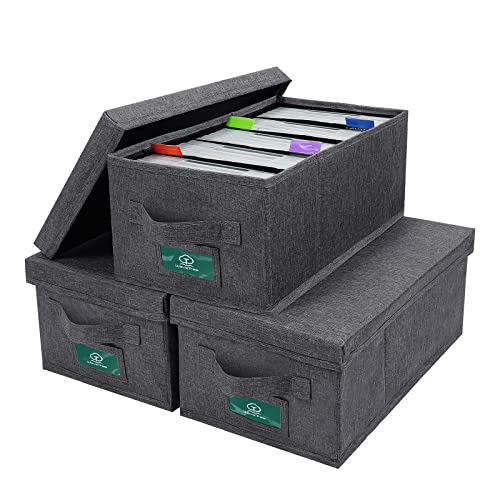 T WaveTree DVD-Aufbewahrungsbox, 3 Stück, langlebige DVD-Hülle, Organizer, 39,5 x 21,6 x 16,3 cm, DVD-Rack mit Deckel und Index-Etiketten für bis zu 75 DVD-Hüllen, Grau von T WaveTree