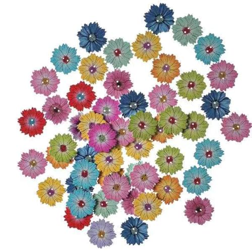 Holzknöpfe, gemischt, zufällig, modisch, rund, 2 Löcher, kreative Neuheit, Nähknöpfe, Scrapbooking, DIY-Dekoration, Handwerk, Herzformen, Muster, 50 Stück, 32 mm (Multi-Peony F) von T-shin