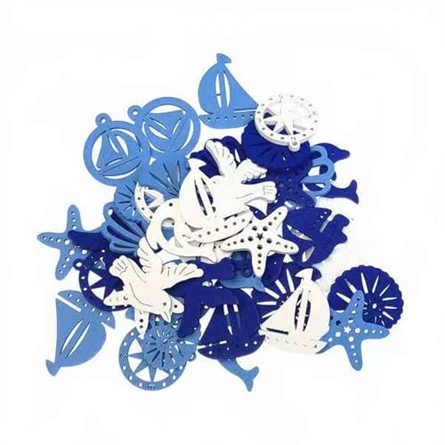 Holzknöpfe, gemischt, zufällig, modisch, rund, 2 Löcher, kreative Neuheit, Nähknöpfe, Scrapbooking, DIY-Dekoration, Handwerk, Herzformen, Muster, 50 Stück, 32 mm (Multi-Sea) von T-shin