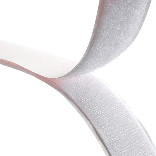 Doppelseitig Klebende, Rusee Klettband Selbstklebend Extra Stark Klettverschluss [1m], Selbstklebendes Klettband Doppelseitiges Klebeband Klebepad Flauschband Hakenband, 30mm Breit Weiß von T&R
