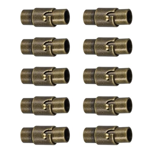 TA-VIGOR 10 Stück 4 mm Lederschnur-Endkappen mit Schnalle, Kupfer-Verschlüsse zum Einkleben von Armbändern, Halsketten, Schmuckherstellung, Bronze von TA-VIGOR