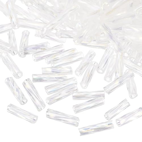 TA-VIGOR 1200 Stück Illusions-Glasperlen, transparent, 6 x 1,7 mm, Rohr-Abstandshalter für Schmuckherstellung, DIY-Halsketten, Armbänder, Ohrringe, Perlenhandwerk und Zubehör von TA-VIGOR