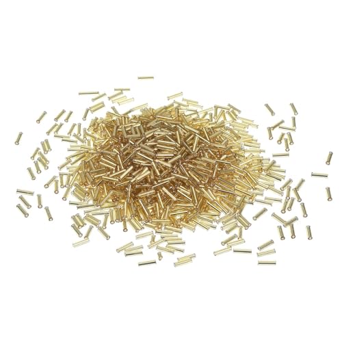 TA-VIGOR 1200 Stück goldene Glasperlen 6,8 x 1,8 mm – Rocailles für Schmuckherstellung, Armband, Halskette, Stickerei, DIY Handwerk Perlen von TA-VIGOR