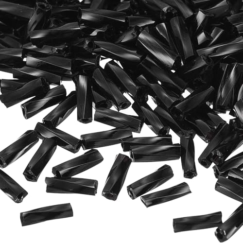 TA-VIGOR 1200 Stück massive schwarze Glasperlen 6 x 1,7 mm – Rohr-Abstandshalter für Schmuckherstellung, DIY-Halsketten, Armbänder, Ohrringe, Perlenhandwerk und Zubehör von TA-VIGOR