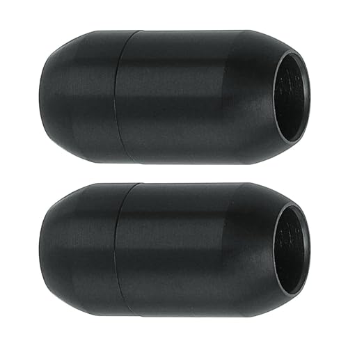TA-VIGOR 2 Stück Edelstahl-Lederschnur-Endverschlüsse – 6 mm Kordelendkappen Rohrverbinder für DIY Armband Halskette Herstellung – Schmuck Handwerk Zubehör Schwarz von TA-VIGOR