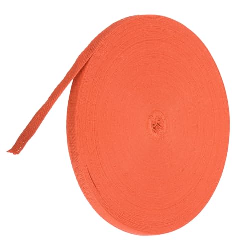 TA-VIGOR Baumwoll-Twillband, 10 mm, 45,7 m, Schrägband, Wimpelband, weiches natürliches Fischgrätenmuster, Gurtband, Rolle zum Nähen, Schneidern, Geschenkverpacken, Basteln, Dunkelorange von TA-VIGOR