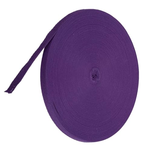 TA-VIGOR Baumwoll-Twillband, 10 mm, 45,7 m, Schrägband, Wimpelband, weiches natürliches Fischgrätenmuster, Gurtband, Rolle zum Nähen, Schneidern, Geschenkverpacken, Basteln, Dunkelviolett von TA-VIGOR