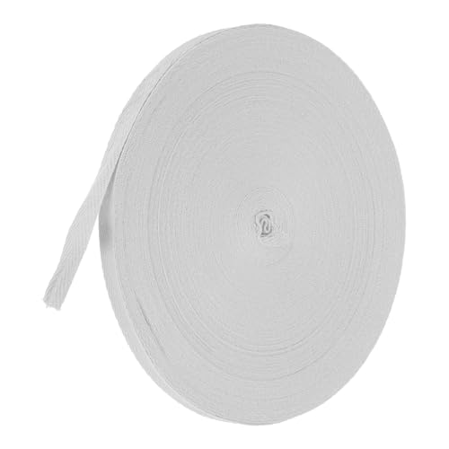TA-VIGOR Baumwoll-Twillband, 10 mm, 45,7 m, Schrägband, Wimpelband, weiches natürliches Fischgrätenmuster, Gurtband, Rolle zum Nähen, Schneidern, Geschenkverpacken, Basteln, Hellgrau von TA-VIGOR