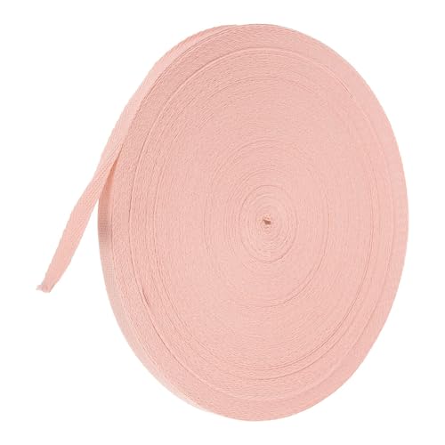 TA-VIGOR Baumwoll-Twillband, 10 mm, 45,7 m, Schrägband, Wimpelband, weiches natürliches Fischgrätenmuster, Gurtband, Rolle zum Nähen, Schneidern, Geschenkverpacken, Basteln, Hellrosa von TA-VIGOR