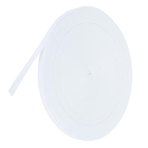 TA-VIGOR Baumwoll-Twillband, 10 mm, 45,7 m, Schrägband, Wimpelband, weiches natürliches Fischgrätenmuster, Gurtband, Rolle zum Nähen, Schneidern, Geschenkverpacken, Basteln, Milchweiß von TA-VIGOR