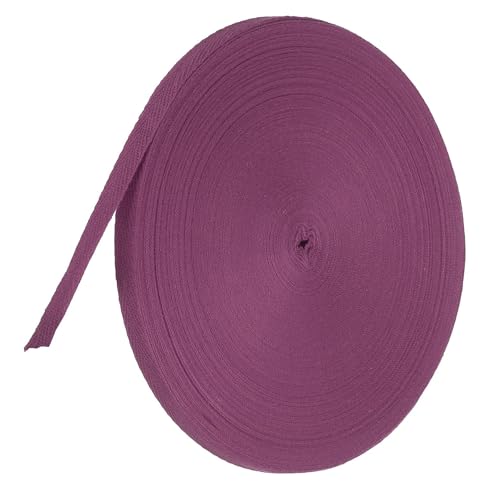 TA-VIGOR Baumwoll-Twillband, 10 mm, 45,7 m, Schrägband, Wimpelband, weiches natürliches Fischgrätenmuster, Gurtband, Rolle zum Nähen, Schneidern, Geschenkverpacken, Basteln, Violett von TA-VIGOR