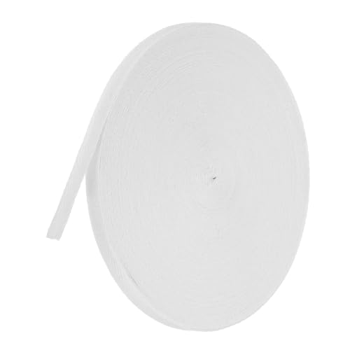 TA-VIGOR Baumwoll-Twillband, 10 mm, 45,7 m, Schrägband, Wimpelband, weiches natürliches Fischgrätenmuster, Gurtband, Rolle zum Nähen, Schneidern, Geschenkverpacken, Basteln, Weiß von TA-VIGOR