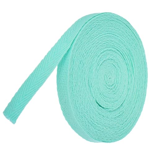 TA-VIGOR Baumwoll-Twillband, 10 mm, 9,1 m, Schrägband, Wimpelband, weiches natürliches Fischgrätenmuster, Gurtband, Rolle zum Nähen, Schneidern, Geschenkverpacken, Basteln, Azurblau von TA-VIGOR