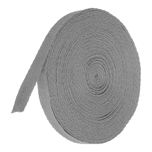 TA-VIGOR Baumwoll-Twillband, 10 mm, 9,1 m, Schrägband, Wimpelband, weiches natürliches Fischgrätenmuster, Gurtband, Rolle zum Nähen, Schneidern, Geschenkverpacken, Basteln, Dunkelgrau von TA-VIGOR