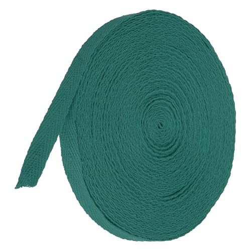 TA-VIGOR Baumwoll-Twillband, 10 mm, 9,1 m, Schrägband, Wimpelband, weiches natürliches Fischgrätenmuster, Gurtband, Rolle zum Nähen, Schneidern, Geschenkverpacken, Basteln, Dunkelgrün von TA-VIGOR