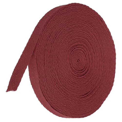 TA-VIGOR Baumwoll-Twillband, 10 mm, 9,1 m, Schrägband, Wimpelband, weiches natürliches Fischgrätenmuster, Gurtband, Rolle zum Nähen, Schneidern, Geschenkverpacken, Basteln, Dunkelrot von TA-VIGOR