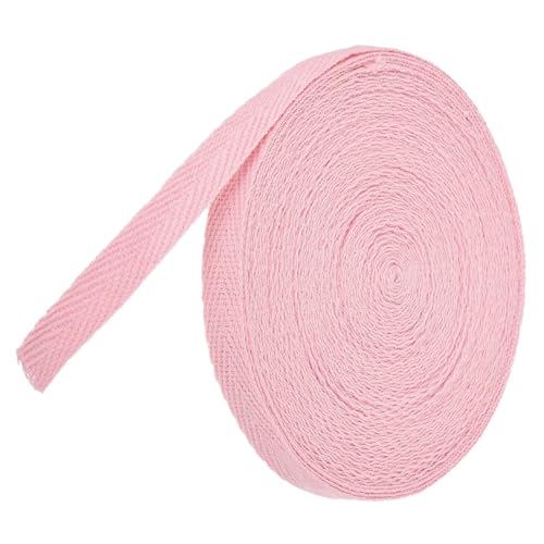TA-VIGOR Baumwoll-Twillband, 10 mm, 9,1 m, Schrägband, Wimpelband, weiches natürliches Fischgrätenmuster, Gurtband, Rolle zum Nähen, Schneidern, Geschenkverpacken, Basteln, Helles Pastellrosa von TA-VIGOR