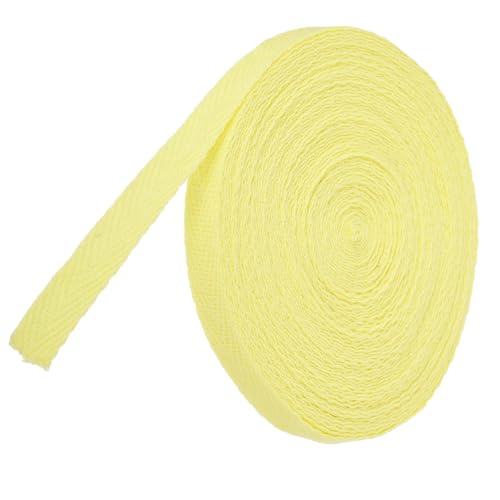 TA-VIGOR Baumwoll-Twillband, 10 mm, 9,1 m, Schrägband, Wimpelband, weiches natürliches Fischgrätenmuster, Gurtband, Rolle zum Nähen, Schneidern, Geschenkverpacken, Basteln, Hellgelb von TA-VIGOR