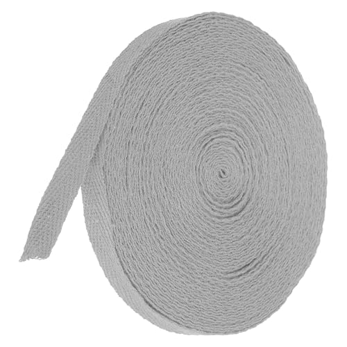 TA-VIGOR Baumwoll-Twillband, 10 mm, 9,1 m, Schrägband, Wimpelband, weiches natürliches Fischgrätenmuster, Gurtband, Rolle zum Nähen, Schneidern, Geschenkverpacken, Basteln, Hellgrau von TA-VIGOR