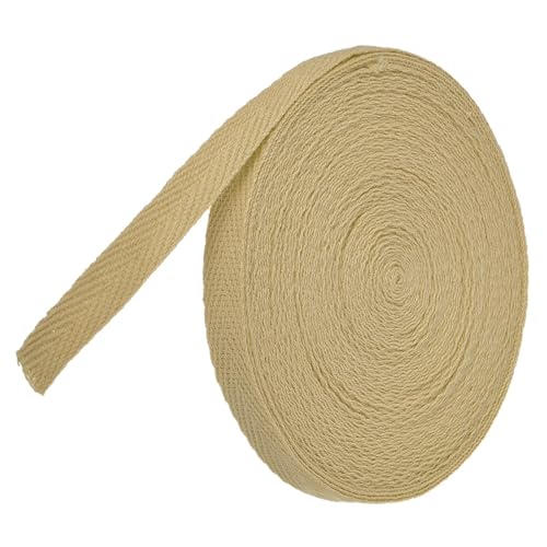 TA-VIGOR Baumwoll-Twillband, 10 mm, 9,1 m, Schrägband, Wimpelband, weiches natürliches Fischgrätenmuster, Gurtband, Rolle zum Nähen, Schneidern, Geschenkverpacken, Basteln, Kamel von TA-VIGOR