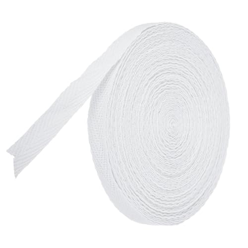 TA-VIGOR Baumwoll-Twillband, 10 mm, 9,1 m, Schrägband, Wimpelband, weiches natürliches Fischgrätenmuster, Gurtband, Rolle zum Nähen, Schneidern, Geschenkverpacken, Basteln, Milchweiß von TA-VIGOR