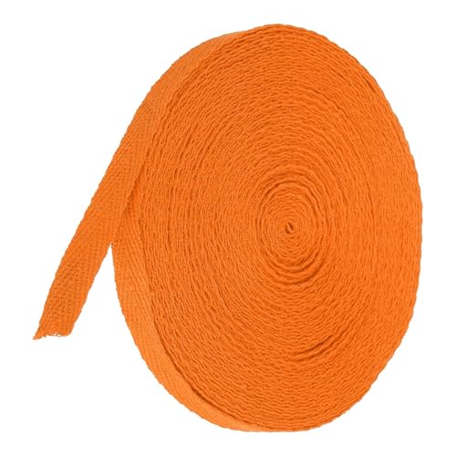 TA-VIGOR Baumwoll-Twillband, 10 mm, 9,1 m, Schrägband, Wimpelband, weiches natürliches Fischgrätenmuster, Gurtband, Rolle zum Nähen, Schneidern, Geschenkverpacken, Basteln, Orange von TA-VIGOR