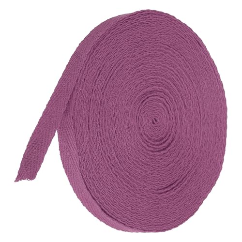 TA-VIGOR Baumwoll-Twillband, 10 mm, 9,1 m, Schrägband, Wimpelband, weiches natürliches Fischgrätenmuster, Gurtband, Rolle zum Nähen, Schneidern, Geschenkverpacken, Basteln, Violett-Rot von TA-VIGOR
