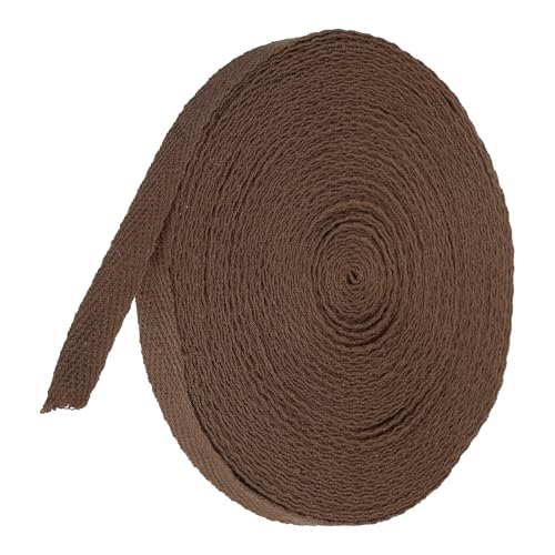 TA-VIGOR Baumwoll-Twillband, 10 mm, 9,1 m, Schrägband, Wimpelband, weiches natürliches Fischgrätenmuster, Gurtband, Rolle zum Nähen, Schneidern, Geschenkverpacken, DIY, Handwerk, tiefer Kaffee von TA-VIGOR