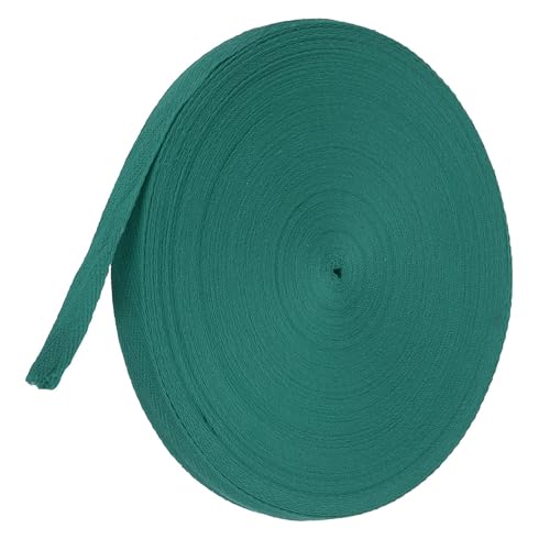 TA-VIGOR Baumwoll-Twillband, 15 mm, 45,7 m, Schrägband, Wimpelband, weiches natürliches Fischgrätenmuster, Gurtband, Rolle zum Nähen, Schneidern, Geschenkverpacken, Basteln, Dunkelgrün von TA-VIGOR