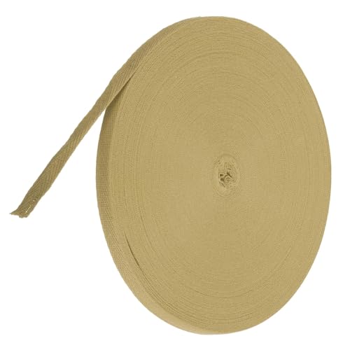 TA-VIGOR Baumwoll-Twillband, 15 mm, 45,7 m, Schrägband, Wimpelband, weiches natürliches Fischgrätenmuster, Gurtband, Rolle zum Nähen, Schneidern, Geschenkverpacken, Basteln, Kamel von TA-VIGOR