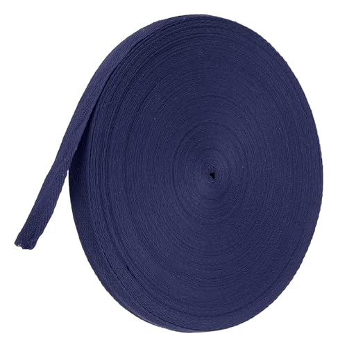 TA-VIGOR Baumwoll-Twillband, 15 mm, 45,7 m, Schrägband, Wimpelband, weiches natürliches Fischgrätenmuster, Gurtband, Rolle zum Nähen, Schneidern, Geschenkverpacken, Basteln, Marineblau von TA-VIGOR