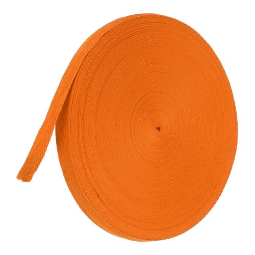 TA-VIGOR Baumwoll-Twillband, 15 mm, 45,7 m, Schrägband, Wimpelband, weiches natürliches Fischgrätenmuster, Gurtband, Rolle zum Nähen, Schneidern, Geschenkverpacken, Basteln, Orange von TA-VIGOR