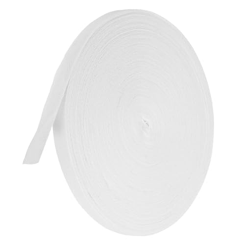 TA-VIGOR Baumwoll-Twillband, 15 mm, 45,7 m, Schrägband, Wimpelband, weiches natürliches Fischgrätenmuster, Gurtband, Rolle zum Nähen, Schneidern, Geschenkverpacken, Basteln, Weiß von TA-VIGOR