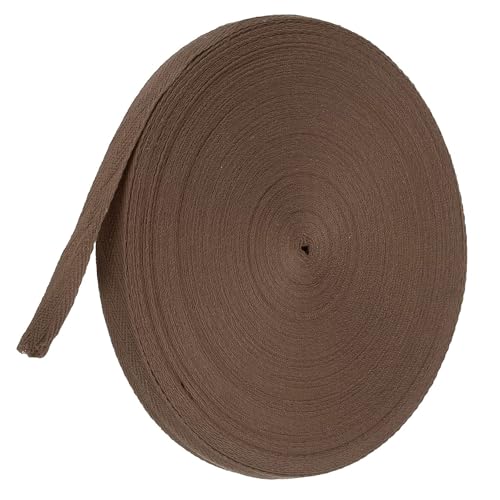 TA-VIGOR Baumwoll-Twillband, 15 mm, 45,7 m, Schrägband, Wimpelband, weiches natürliches Fischgrätenmuster, Gurtband, Rolle zum Nähen, Schneidern, Geschenkverpacken, DIY, Handwerk, tiefer Kaffee von TA-VIGOR