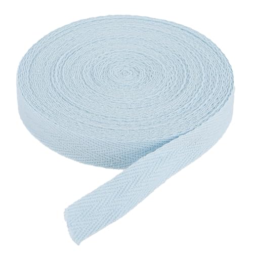 TA-VIGOR Baumwoll-Twillband, 15 mm, 9,1 m, Schrägband, Wimpelband, weiches natürliches Fischgrätenmuster, Gurtband, Rolle zum Nähen, Schneidern, Geschenkverpacken, Basteln, Blasses Smaragdblau von TA-VIGOR